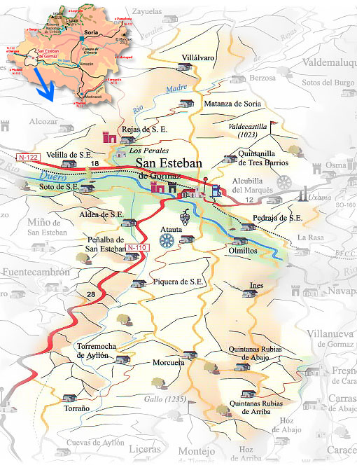 Mapa de la comarca - Haz click sobre la población para ir a ella
