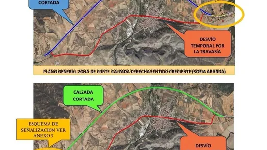 Obras en la A11 en dirección Soria